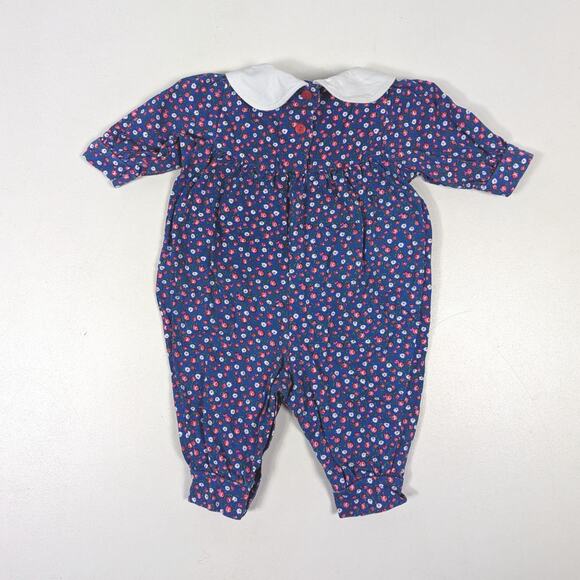 Vtg Baby B'gosh Romper Baby Girls Sz 3-6m Blue Floral 90s Bubble Jumpsuit - Picture 4 of 6